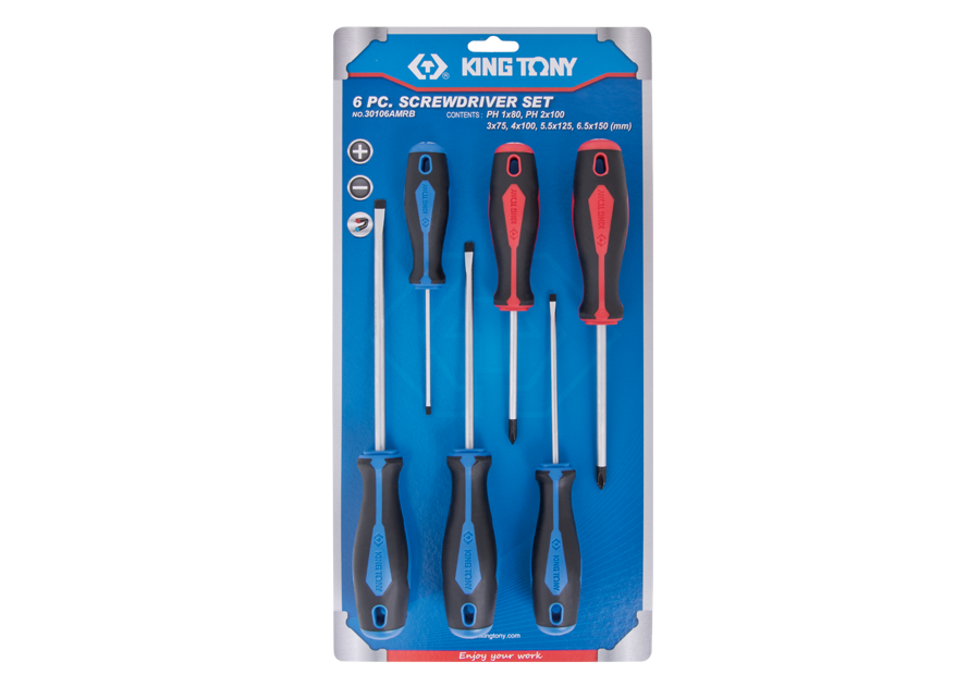 KING TONY 6 PC. Standard Screwdriver Set 30106AMRB