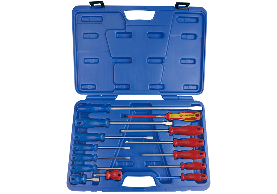 KING TONY 14 PC. Standard & Go Thru Screwdriver Set 35114MR
