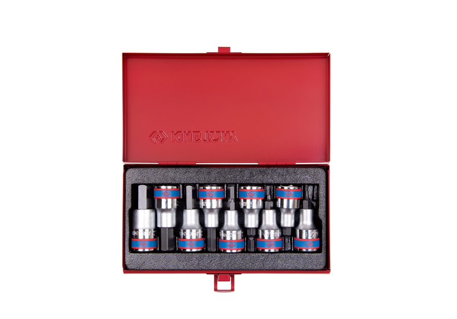 KING TONY 9 PC. 1/2" DR. Hexagon Head Bit Socket Set 4110PR