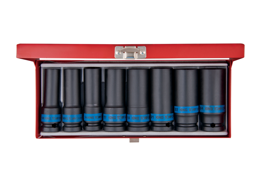 KING TONY 8 PC. 1/2" DR. 6 Point Deep Impact Socket Set 4410MP