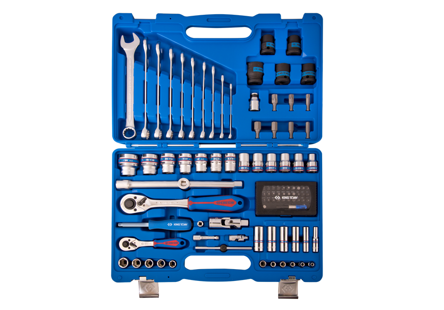 KING TONY 96 PC. 1/4"+1/2" DR. Socket & Tool Set SC7396MR