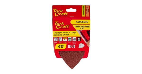 Sanding Triangle 40 Grit 140 X 140 X 98mm 5/pack W/h Hook And Loop product image