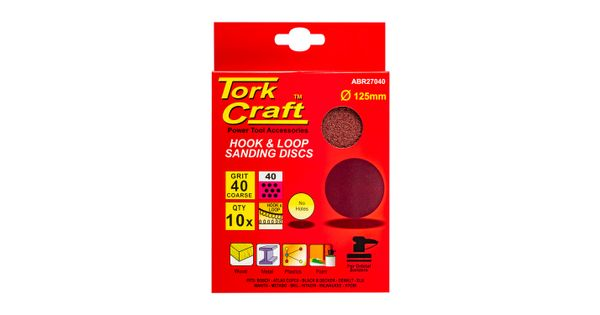 Sanding Disc 125mm No Hole 40 Grit 10/pack Hook And Loop product image