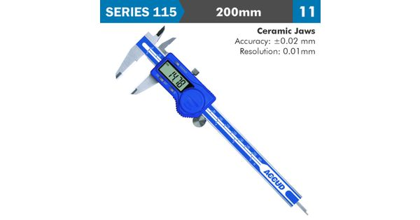 Dig. Caliper 200mm 0.02mm Acc. Ceram. Jaws S/steel 0.01mm Res. product image
