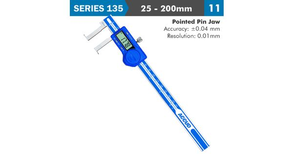 Dig. Caliper 25-200mm 0.04mm Acc. Inside Neck 0.01mm Res. S/steel product image