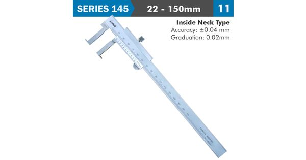 Vernier Caliper 22-150mm 0.04mm Acc. 0.02mm Grad. Inside Neck S/steel product image