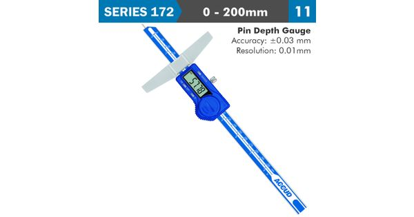 Dig. Caliper 200mm 0.03mm Acc. Pin Depth 0.01mm Res. S/steel product image