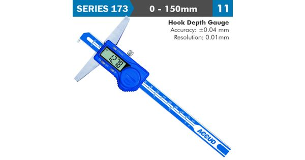 Dig. Caliper 150mm 0.04mm Acc. Hook Depth 0.01mm Res. S/steel product image