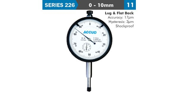 Dial Indicator 10mm Shockproof 0.01mm Grad. Lug&flat Back product image