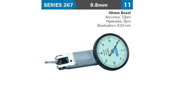 Dial Test Indicator 0.8mm 30mm Bezeld 0.013mm Acc. 0.01mm Grad product image
