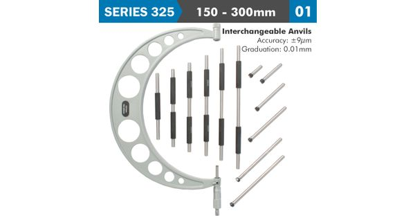 Outside Micrometer 150-300mm 0.004mm Acc. 0.01mm Grad. With Interch. A product image