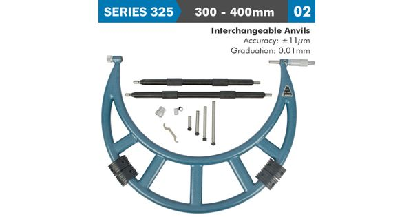 Outside Micrometer 300-400mm 0.004mm Acc. 0.01mm Grad. With Interch. A product image