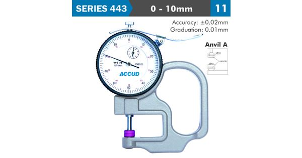 Thickness Gauge 10mm 0.02mm Acc. Ceramic Anvil 0.01mm Grad. product image