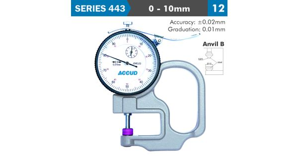Thickness Gauge 10mm 0.02mm Acc. Steel Anvil 0.01mm Grad. product image