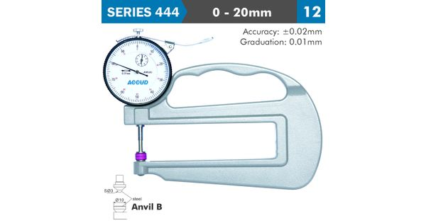 Thickness Gauge 20mm 0.03mm Acc. Large Depth Steel Anvil 0.01mm Grad. product image