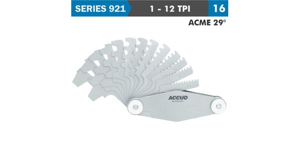 Pitch Gauge 1-12tpi 2acme29 Deg. Thread 16 Leaves 0.07mm Acc. product image