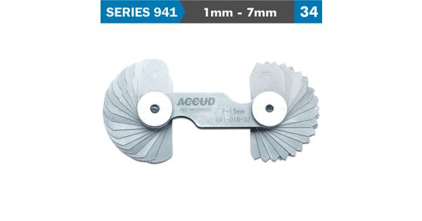 Radius Gauge 1-7mm 17x2 Leaves 0.03mm Acc. Concave & Convex Surface product image