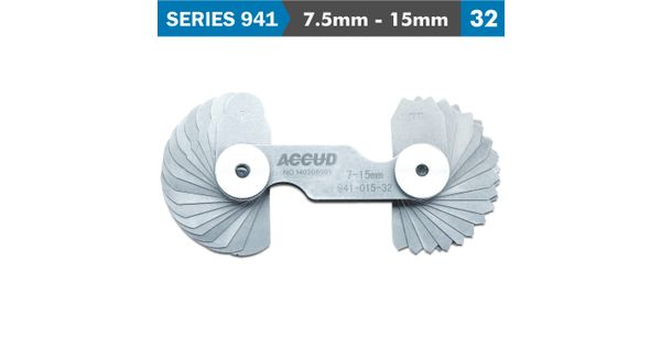 Radius Gauge 7.5mm-15mm 16 X 2 Leaves 0.03mm Acc. Concave & Convex Sur product image