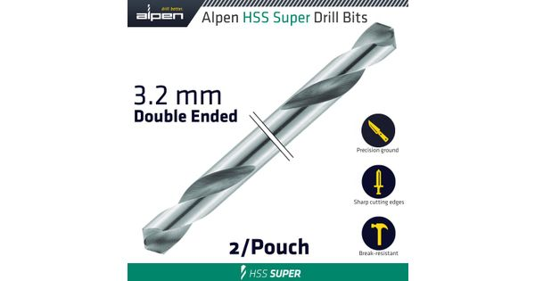 Hss Super Drill Bit Double Ended 3.2mm 2/pouch product image