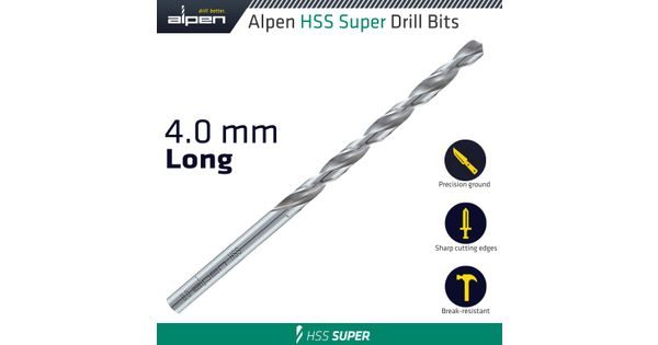 Hss Super Drill Bit Long 4 X 119mm Pouch product image