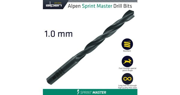 Hss Sprint Master 1mm X1 61501 Sleeved Din338 Alpen Drill Bit product image