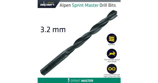 Hss Sprint Master 3.2mm X1 615032 Sleeved Din338 Alpen Drill Bit product image