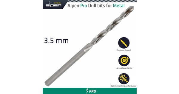 Alpen Pro Hss Drill Din 338 Rn 135 With Split Point 3.5mm Bulk product image