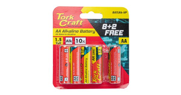 Battery Aa 1.5v Value Pack 10 Pack 8 + 2 Free Carded Alkaline product image