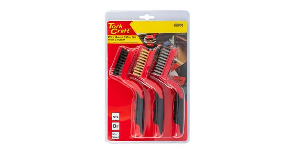 Soft Grip Wide Brush Set Brass Stainless Nylon In Blister Tcw product image