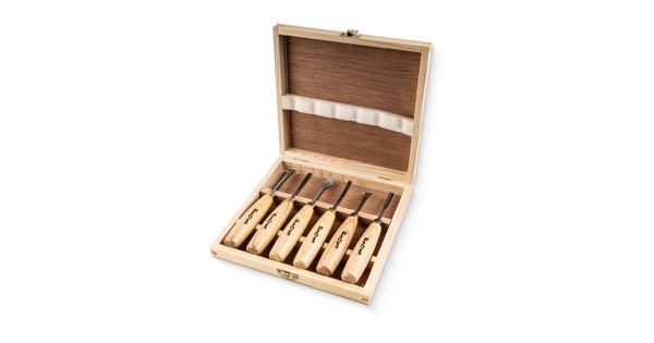 Chisel Set Wood Carving 6 Piece Wooden Box product image
