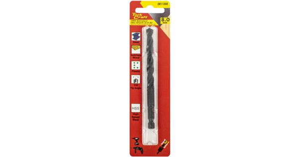 Drill Bit Hss Standard 8.0mm Hex Shank 1/card product image
