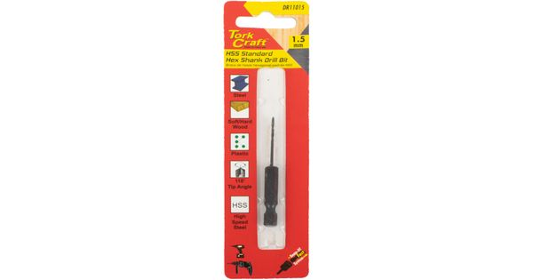 Drill Bit Hss Standard 1.5mm Hex Shank 1/card product image