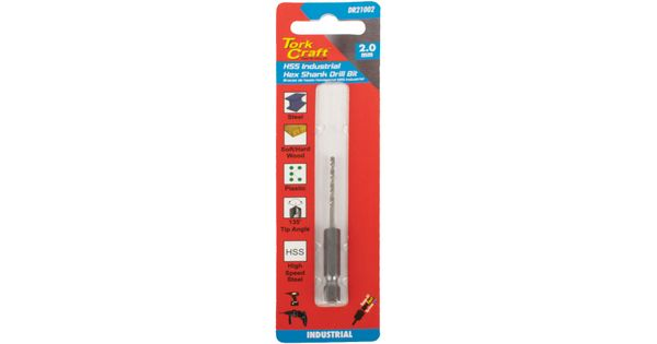 Drill Hss 2.0mm 135deg 1/card Hex Shank Industrial Bit product image