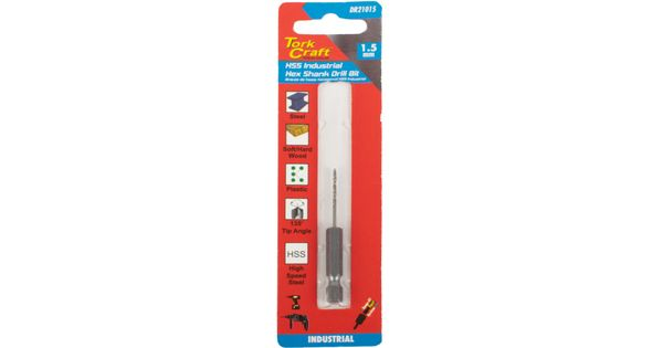 Drill Hss 1.5mm 135deg 1/card Hex Shank Industrial Bit product image