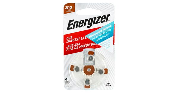 Hearing Aid Battery 312 Brown-4pack Zinc Air Energizer product image