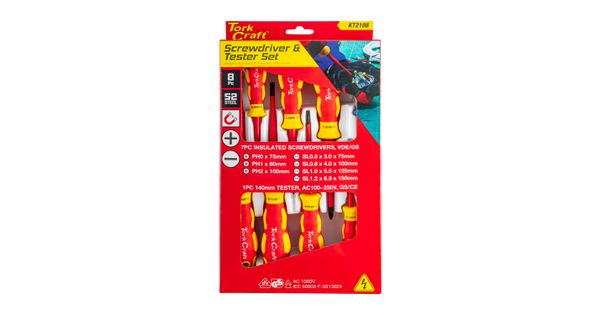 8pc Screwdriver & Tester Set Electricians Insulated Vde product image