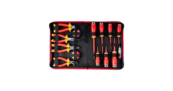 14pc Screwdriver Ph Sl & Pliers Set Electricians Insulated Vde In Case product image
