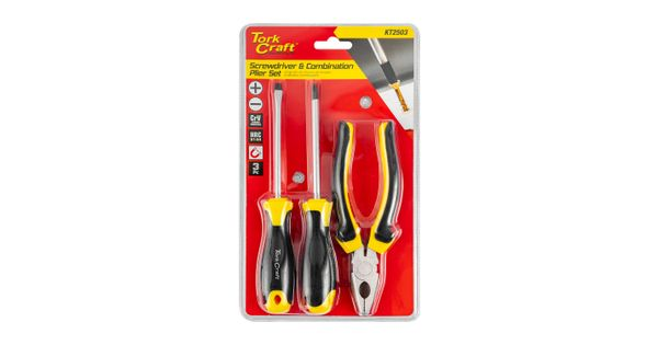 3pc Screwdriver Sl5x100mm & Ph2x100mm & 160mm Combination Plier product image