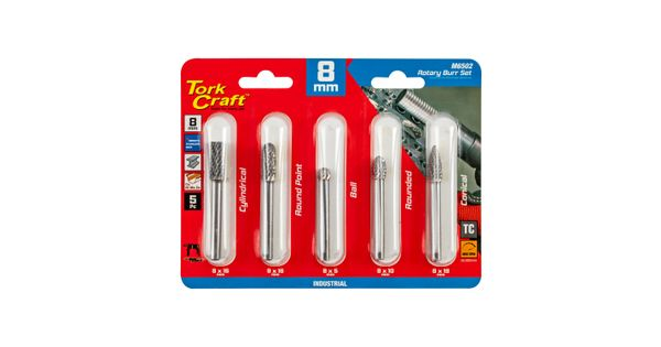 Rotary Burr Set 5 Pc Asstd 8mm Dia Tungsten product image