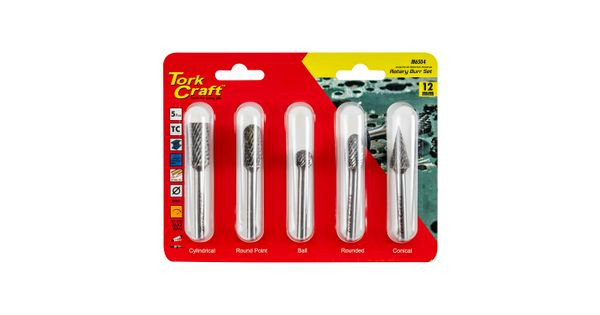 Rotary Burr Set 5 Pc Asstd 12mm Dia Tungsten product image