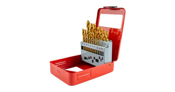 Drill Bit Set 19pce Tin. Coated Metal Case product image