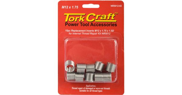 Tork Craft NR5012-02 Replacement Inserts M12 X 1.75 X 18mm 1.5D 10pc product image