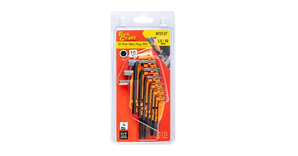 10pc Hex Allen Key Set 1.5-10mm Carded Cr-v product image