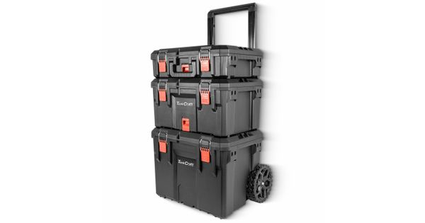 Plastic Tool Box Storage Station 3 Tier With Wheels product image