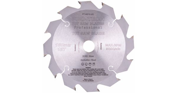 Saw Blade Tct 160x2.2x20x12t Wood Prof. Pro-tech Fes. Ts55 Pw12 product image