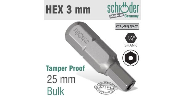 Allen/hex 3mm Security Insert Bit 25mm Bulk product image