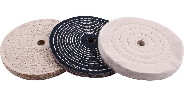 Buffing Wheel Kit 3pcs 150mm White & Denim Stiched & Sisal Polishing product image