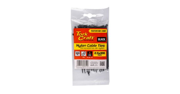 Nylon Cable Ties 2.5mm X 100mm Black 100pc product image