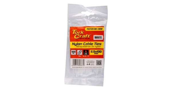 Nylon Cable Ties 2.5mm X 100mm White 100pc product image