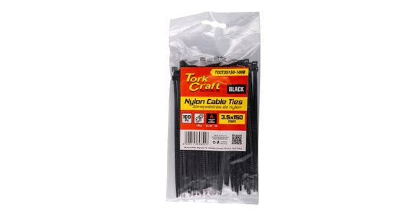 Nylon Cable Ties 3.5mm X 150mm Black 100pc product image
